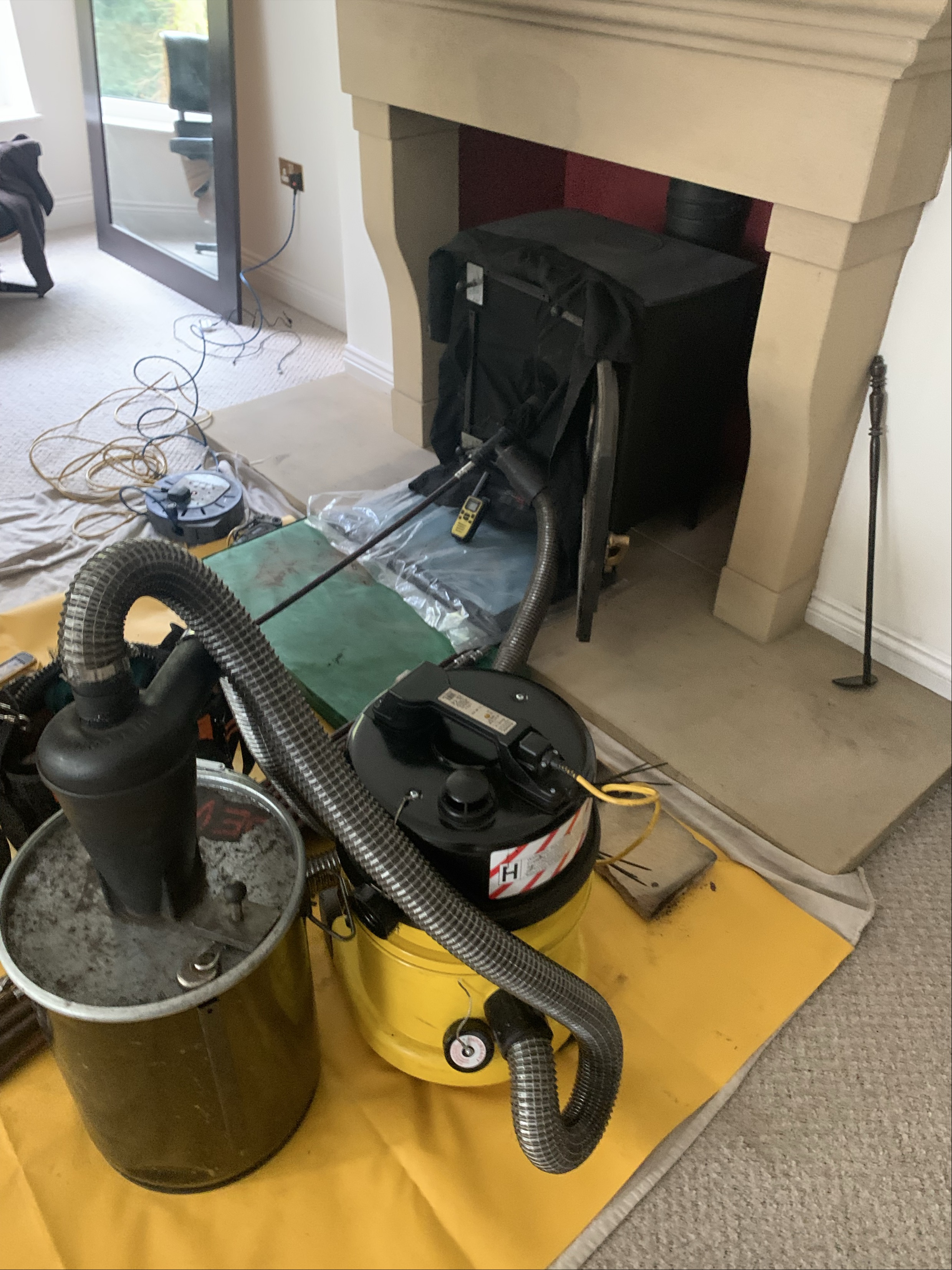 Sweeping unlined stove in Hexham